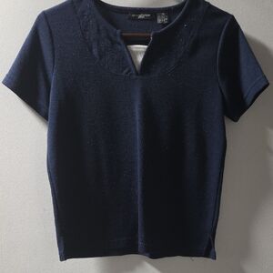 Elegant Navy Short Sleeve Women's Top